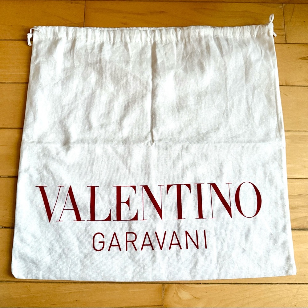 Valentino Garavani White with Red Letters Logo Drawstring Dust Bag